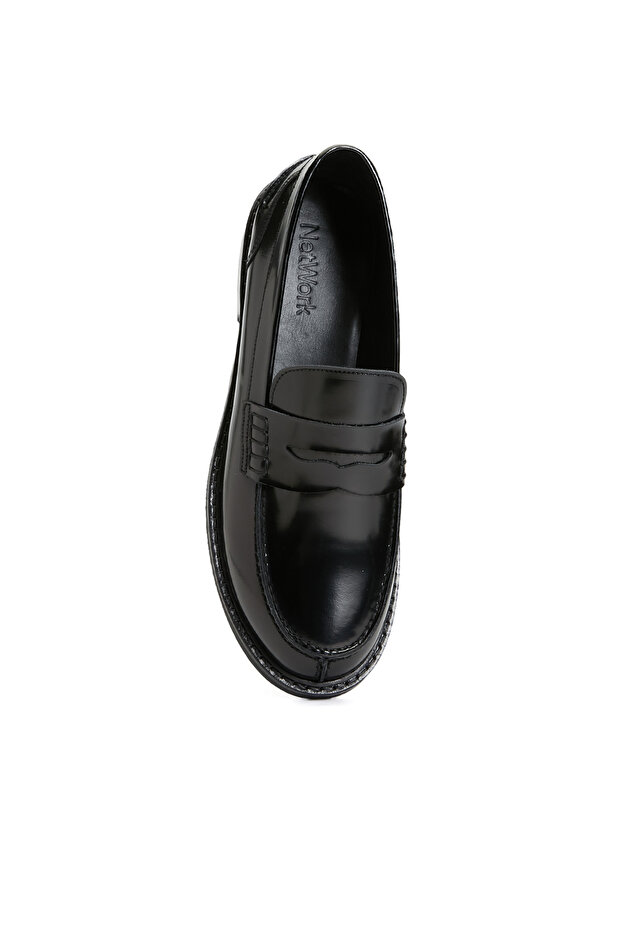 Siyah Kadın Deri Loafer - 4