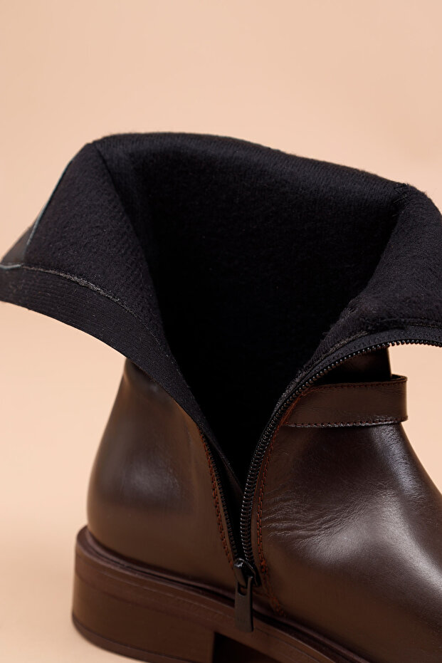 Veder Kadın Hakiki Deri Kalın Tabanlı Kahve Bot - 8