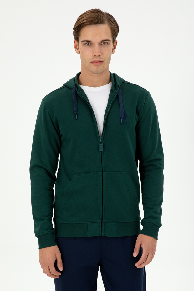 Men's Dark Green Knitted Cardigan 50289028-Vr079