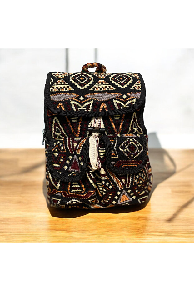 Ethnic Rug Patterned Medium Backpack - 1