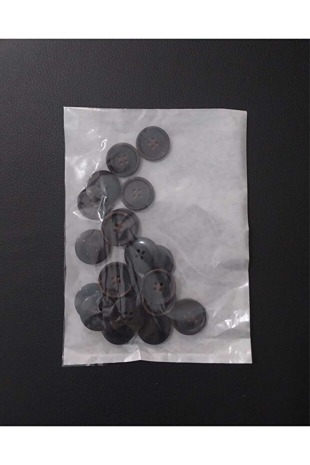 زر بوليستر منقوش باللون الأسود بقطر 2.2 سم 20 قطعة. - 3