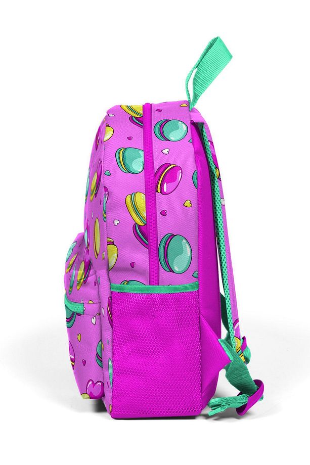 Minik Yuva Sırt Çantası Açık Pembe Su Yeşili Makaron Desenli Iki Bölmeli 23325 - 3