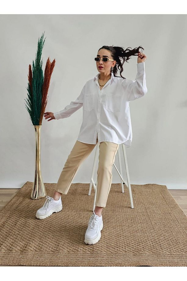 Çift Cepli Oversize Gömlek - 5
