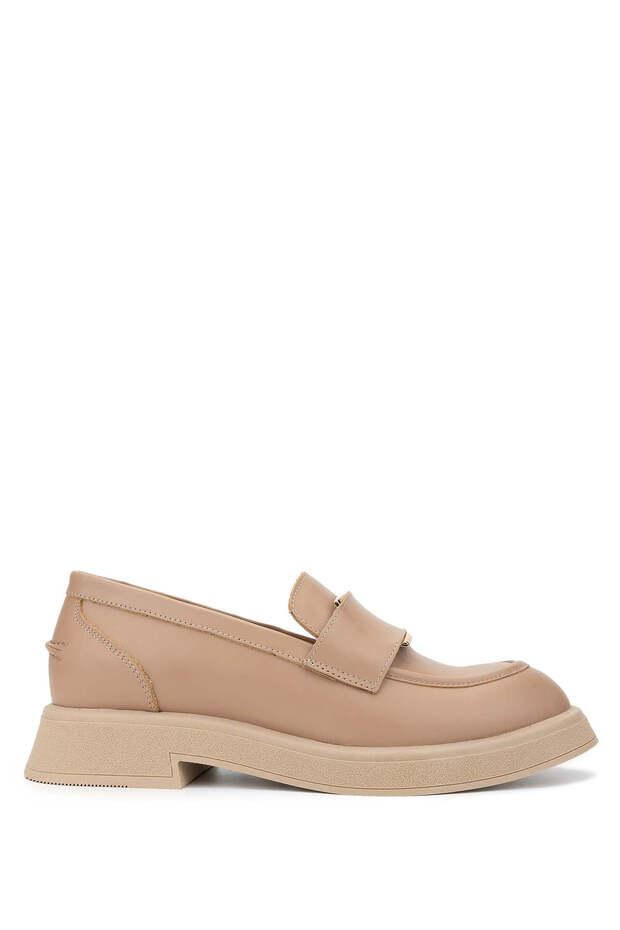 Women's Genuine Leather Beige Loafer Shoes