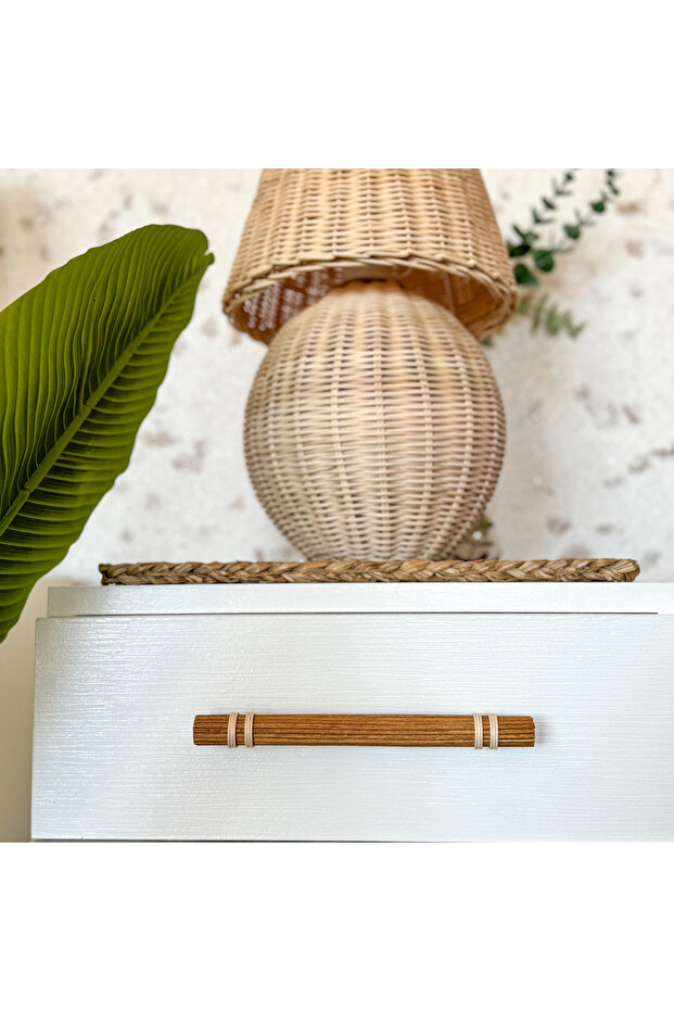 96 mm Rattan Kulp -Dolap Kulp -Çekmece Kulp- Hasır Kulp-meşe renk kulp- 9.6 cm kulp - 6