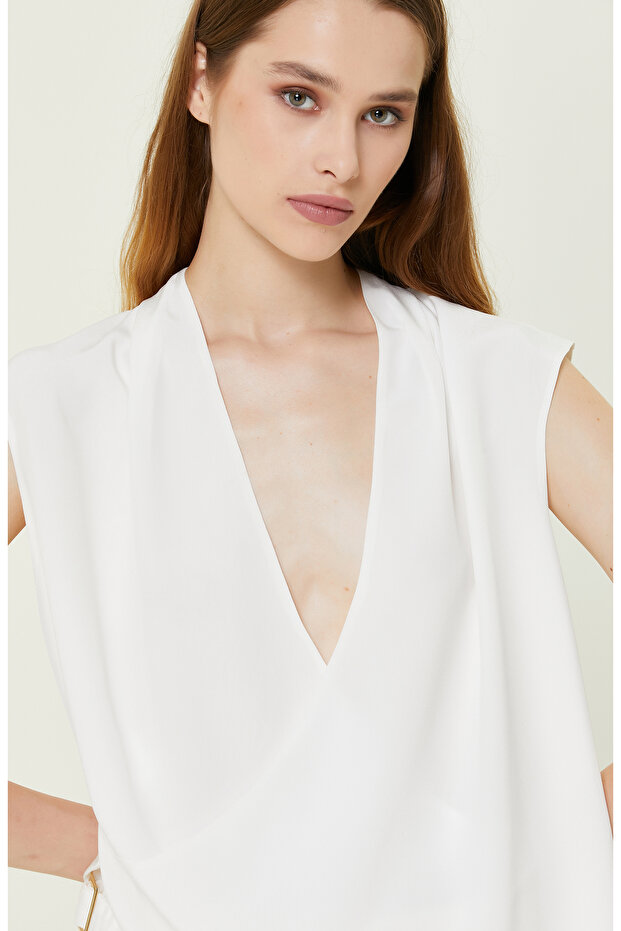 Limited Ekru Ipek Bluz - 4