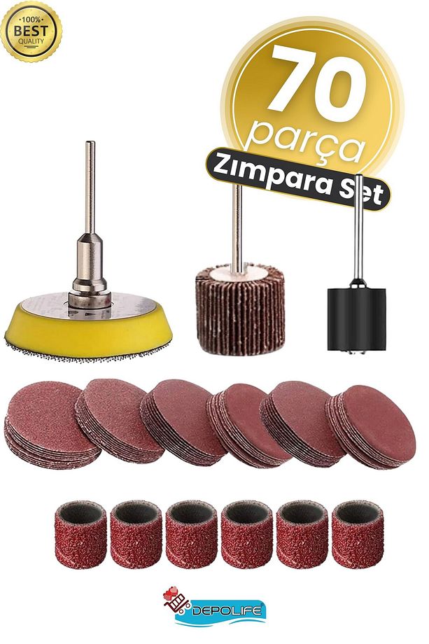 Mini Gravür Makineleri Için Mop Cırt Taban Flap Disk Silindir Zımpara Seti 70 Parça Takım - 1