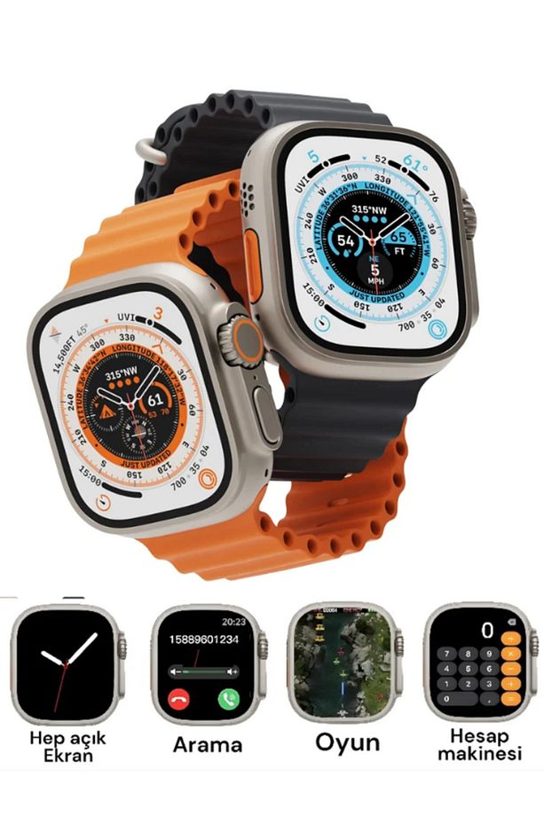 H27 Ultra 3 Akıllı Saat 2,19 ekran Nfc Gps, Bluetooth Kulaklık ve 4 Kordon hediyeli Kombinasyon set - 4