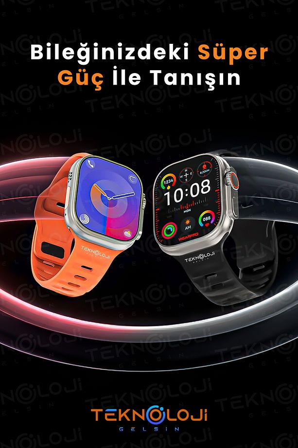 H27 Ultra 3 Akıllı Saat 2,19 ekran Nfc Gps, Bluetooth Kulaklık ve 4 Kordon hediyeli Kombinasyon set - 5