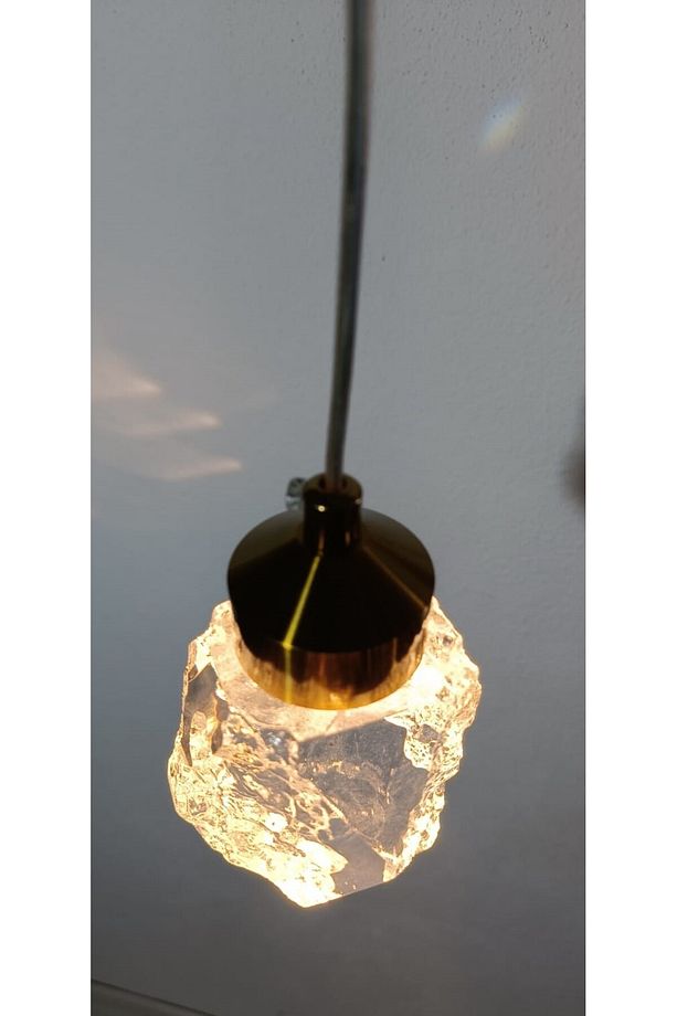 TULİ Tekli Gold Kaplamalı Sarkıt Avize Modern Avize Kristal Cam 3 Renk Avize Led Ampul Şık Tasarım - 4