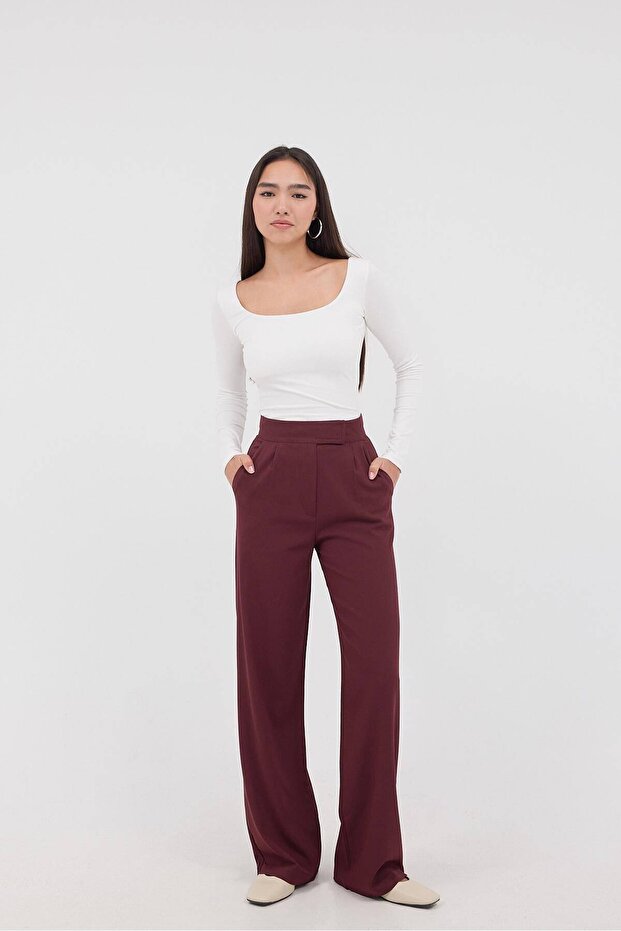 Pn13708-Dk11 Model Wide Leg Velcro Closure Pants