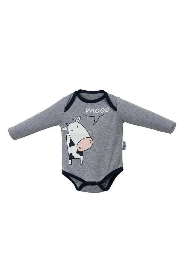 İnek Baskılı Bebek Üçlü Tek Boy Çıtçıtlı Badi - 6