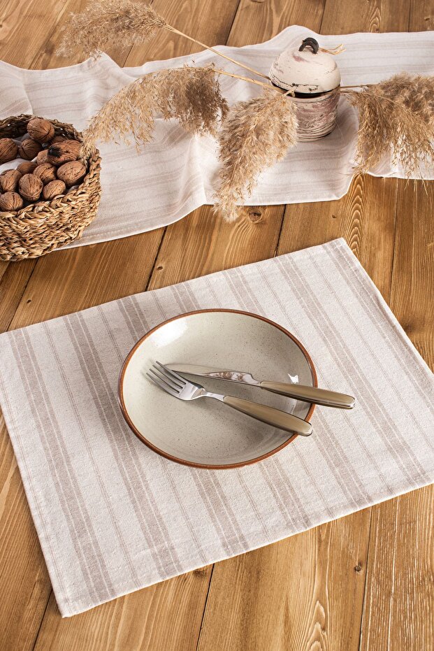Bohemian - 2-Piece Linen American Service, Brown Stripes, 35X45
