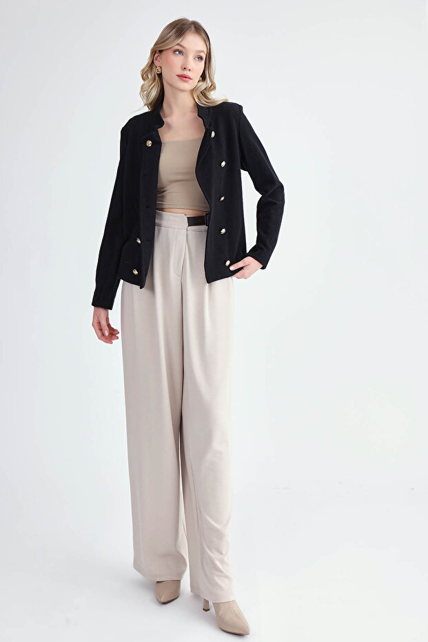 Gold Düğmeli Triko Ceket - 2