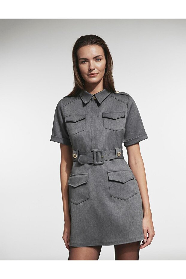 Edıth Kadın Gri Elbise - 4