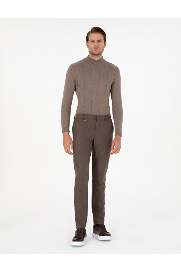 Brown Ex. Slim Fit Fabric Trousers 50297517-Vr029