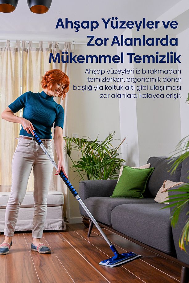 Mikrofiber Tekli Kuru Mop Set - 5