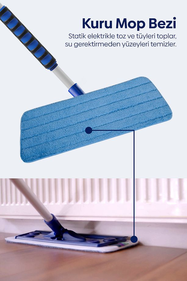 Mikrofiber Tekli Kuru Mop Set - 4