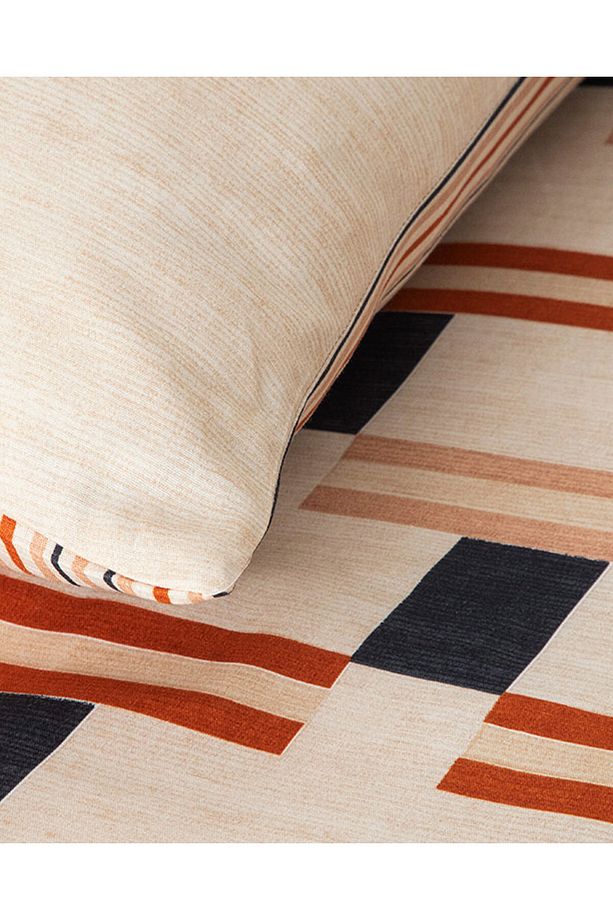 Timeline Dijital Baskılı Soft Cotton Çift Kişilik Nevresim Seti Terracotta - 2