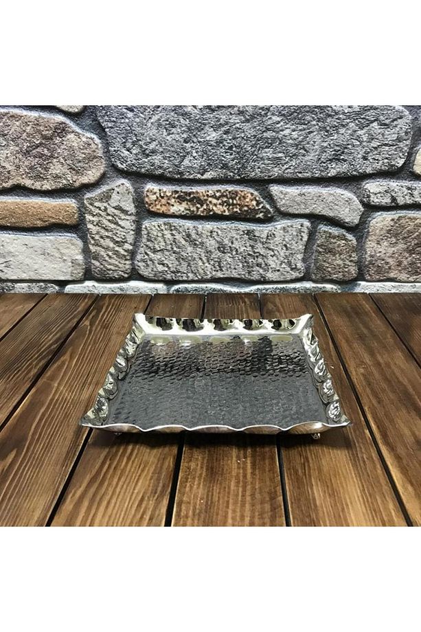 Dövme Bakır Kare Tepsi 20x20 cm - 2