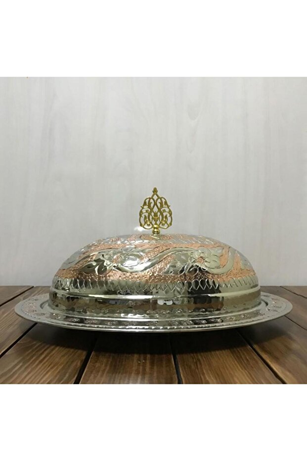 قارب نحاسي مطرز مزدوج اللون مقاس 30 سم