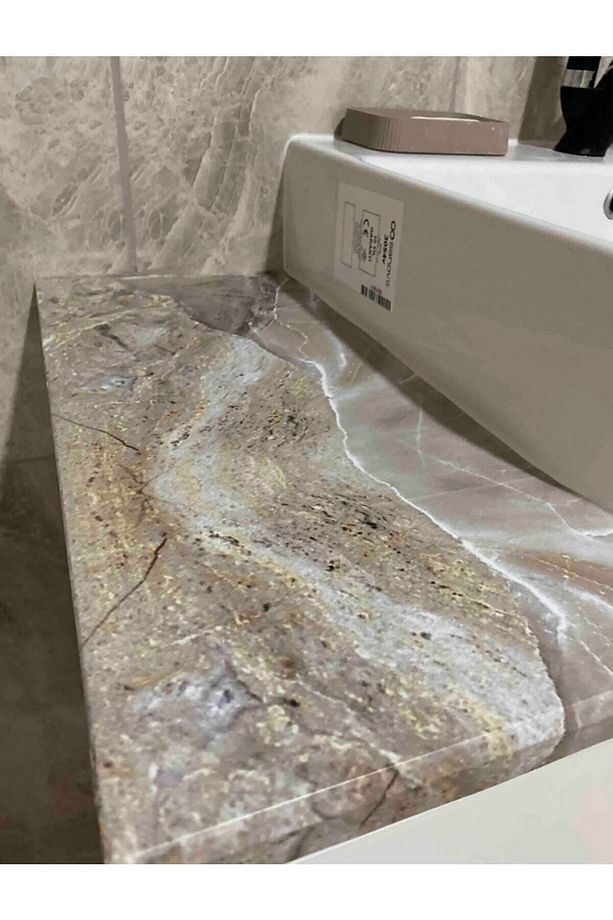 Mutfak Tezgah Üstü Kendinden Yapışkanlı Folyo Kaplama Mermer Desen 70cmx100cm - 8