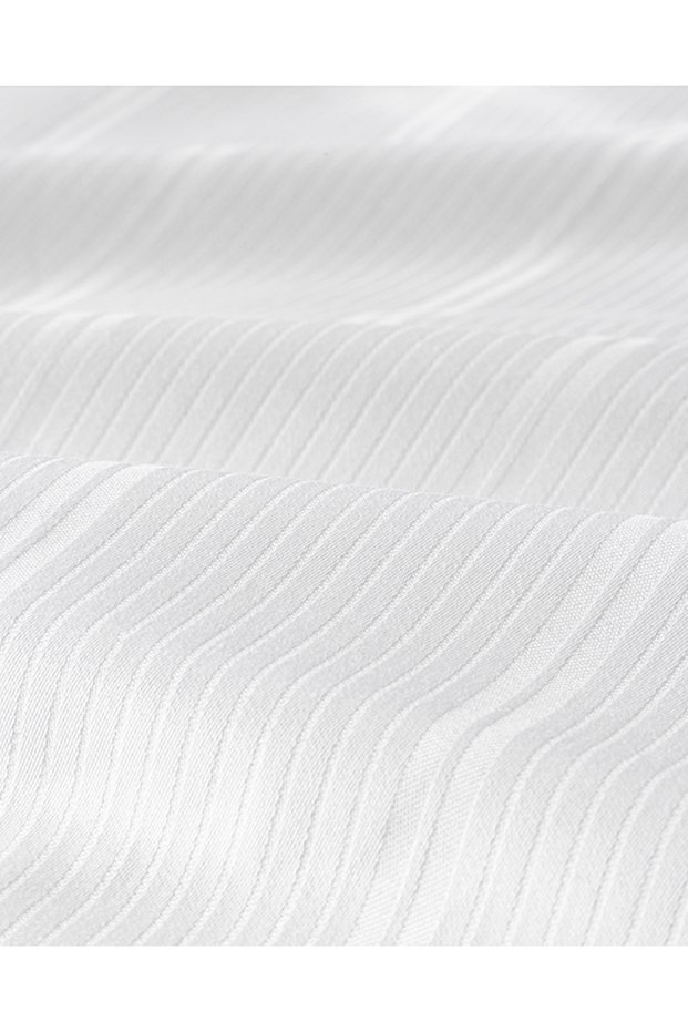 Listra Striped Cotton Satin King Size Duvet Cover Set White