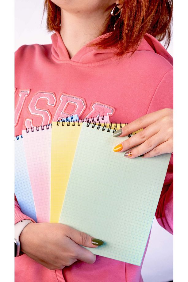 A5 Spiralli Okul Defteri 50 Yaprak 100 Sayfa 4'lü Set Kareli Defter Bloknot Defter Renkli Defter - 6