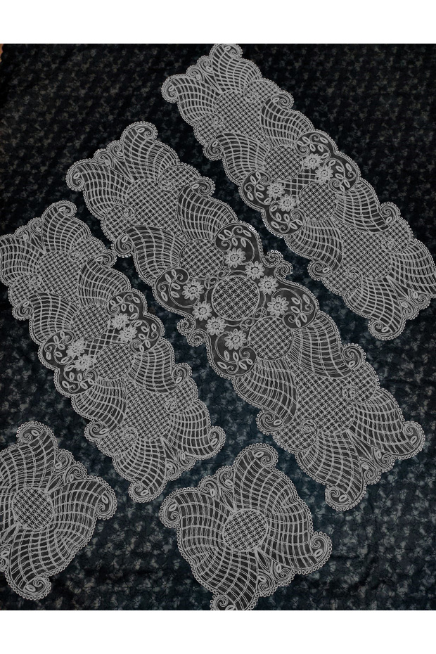 5-piece salon set french lace salon set - gray