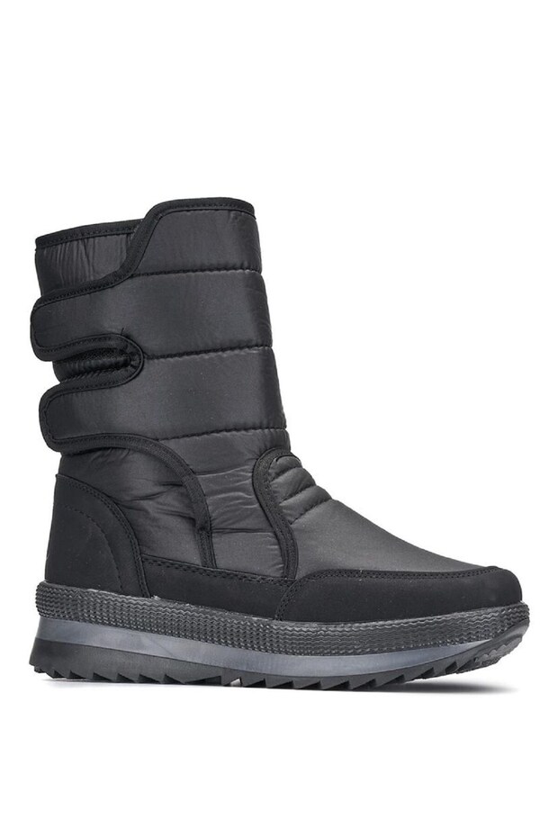 Unisex Non-Slip Sole Fur Anatomical Boots - Black (Winter Slippers Gifted)