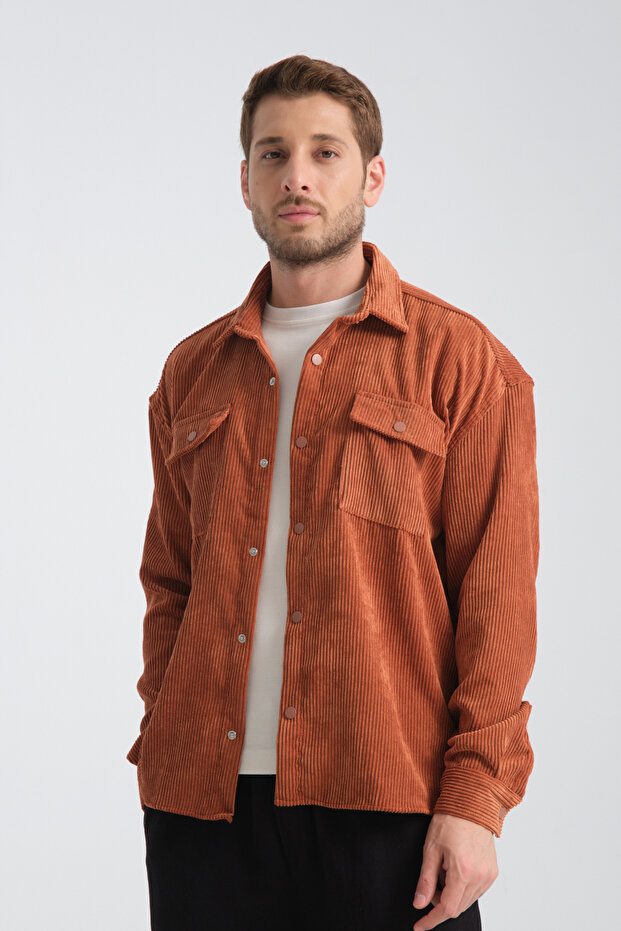 Haven Erkek Oversize Kalın Kadife Gömlek - 4