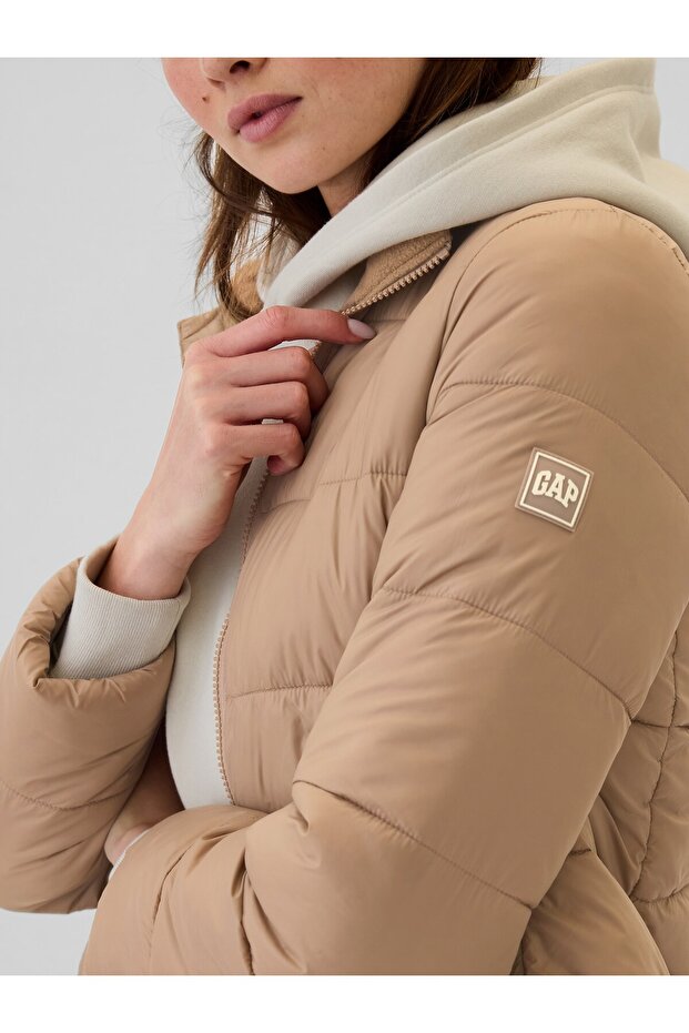 Kadın Bej ColdControl Puffer Şişme Mont - 3