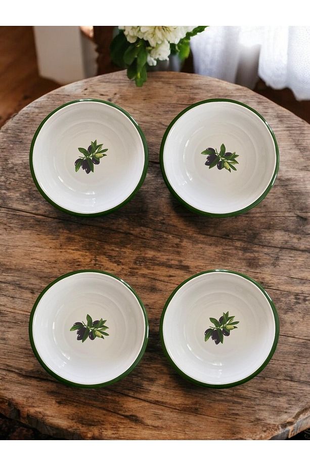 4 Adet 20 Cm Emaye Kase Tabak, Çukur Tabak, Çorba Tabak, Retro, Derin Tabak, Çorba Kase, Sebze - 1