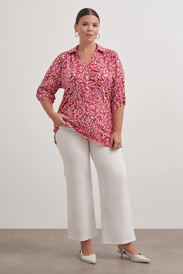 Kıvrık Kollu Örme Bluz - 4