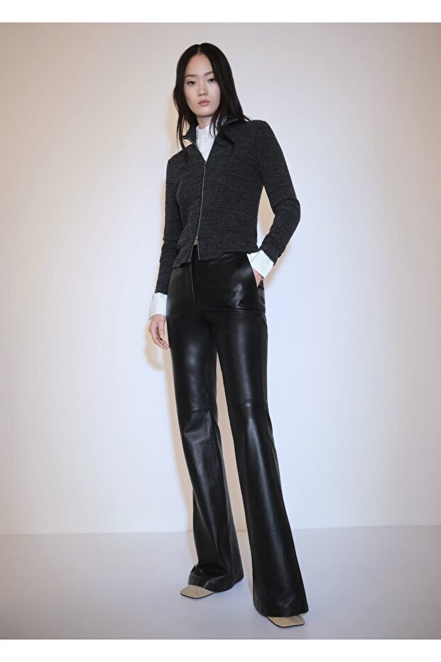 Fermuarlı triko ceket - 5