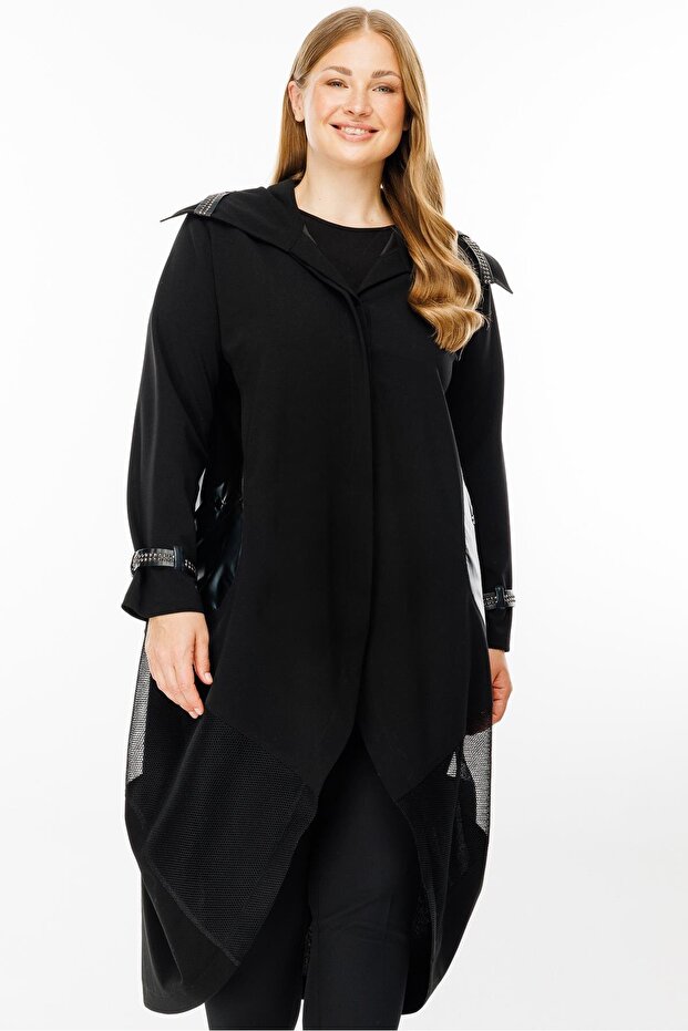 Modailgi Deri Detaylı Kap Siyah - 3