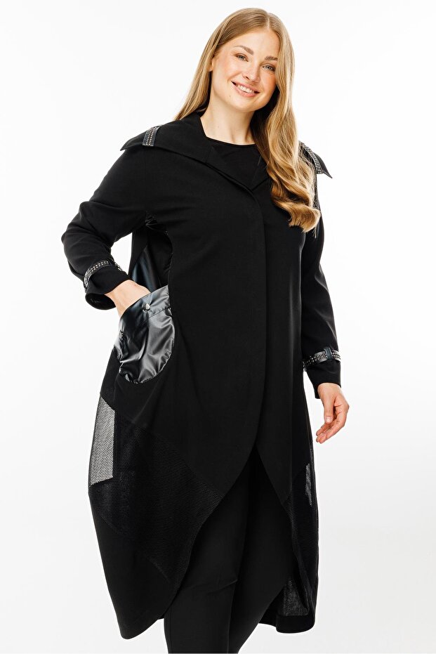 Modailgi Deri Detaylı Kap Siyah - 6