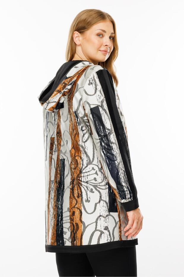 Modailgi  Kapüşonlu Desenli Tunik Siyah - 5