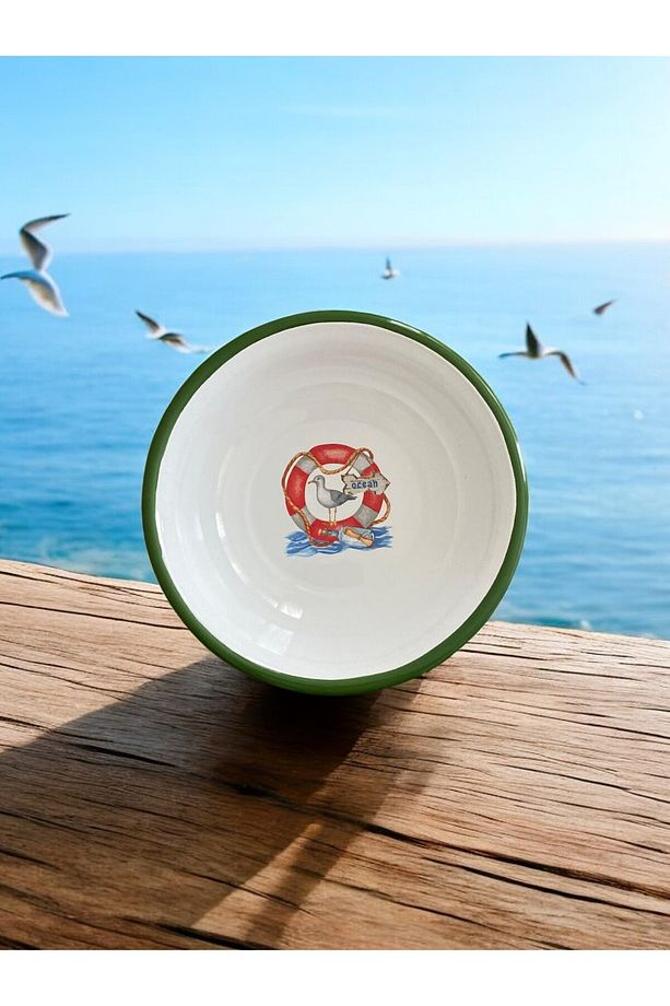 4 Adet 24 Cm Emaye Kase Tabak, Çukur Tabak, Çorba Tabak, Retro, Derin Tabak, Çorba Kase, Marine - 3