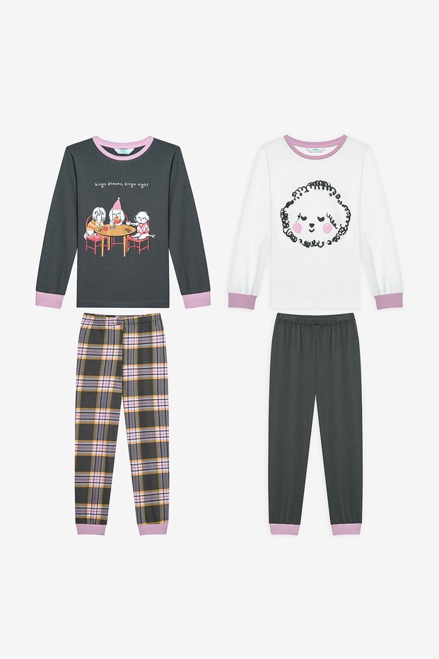 Cotton Girls' Bingo 2-Piece Multi-Colored Pajama Set