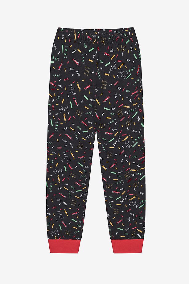 Pamuklu Erkek Çocuk Wake Up 2li Çok Renkli Pijama Takımı - 4