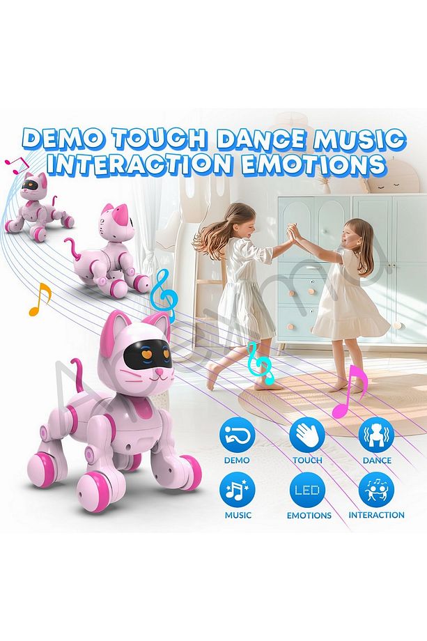 Uzaktan Kumandalı Şarjlı Sesli ve Işıklı Dokunma Algılama & Programlama Özellikli Sevimli Robot Kedi - 4