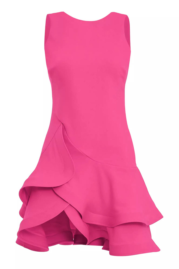 Fuchsia Crepe Sleeveless Short Dress