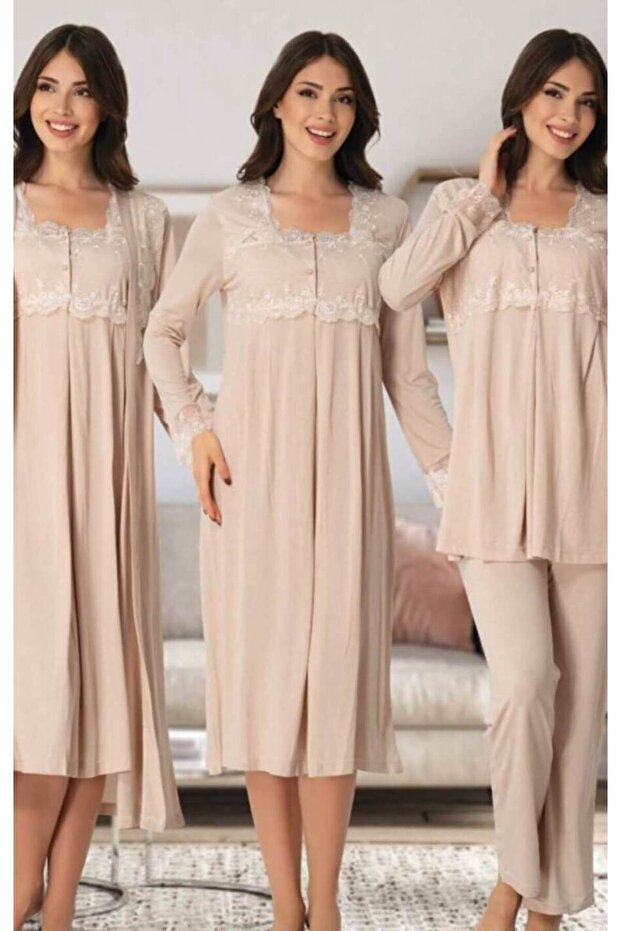 Pregnant Maternity Dressing Gowns and Pajamas Set 4 Pieces