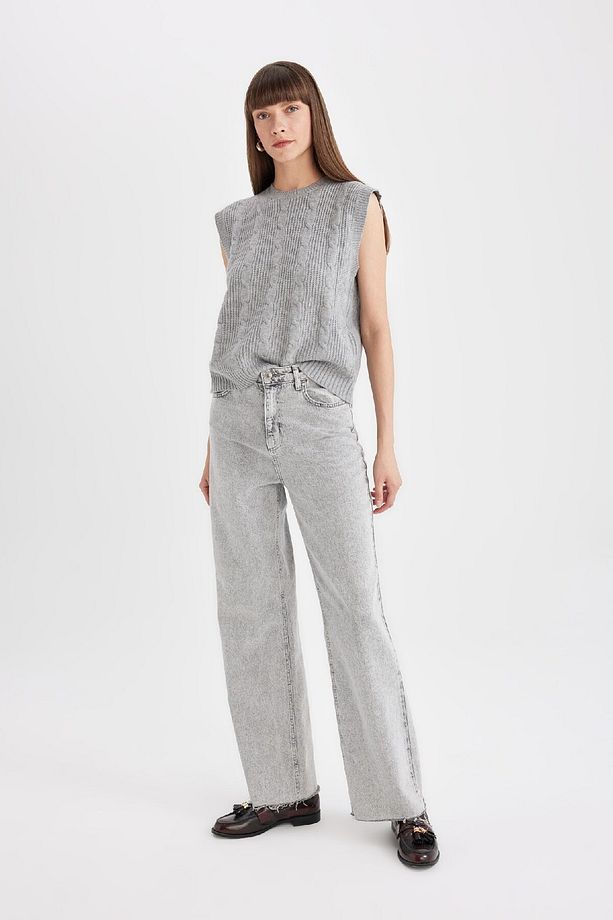 Regular Fit Bisiklet Yaka Basic Düz  Saç Örgü Desenli Triko Süveter C9041AX24WN - 2