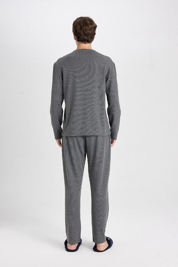 Pijama Takımı Bisiklet Yaka Baskılı Uzun Kollu Üst Uzun Alt D0945ax24wn - 7