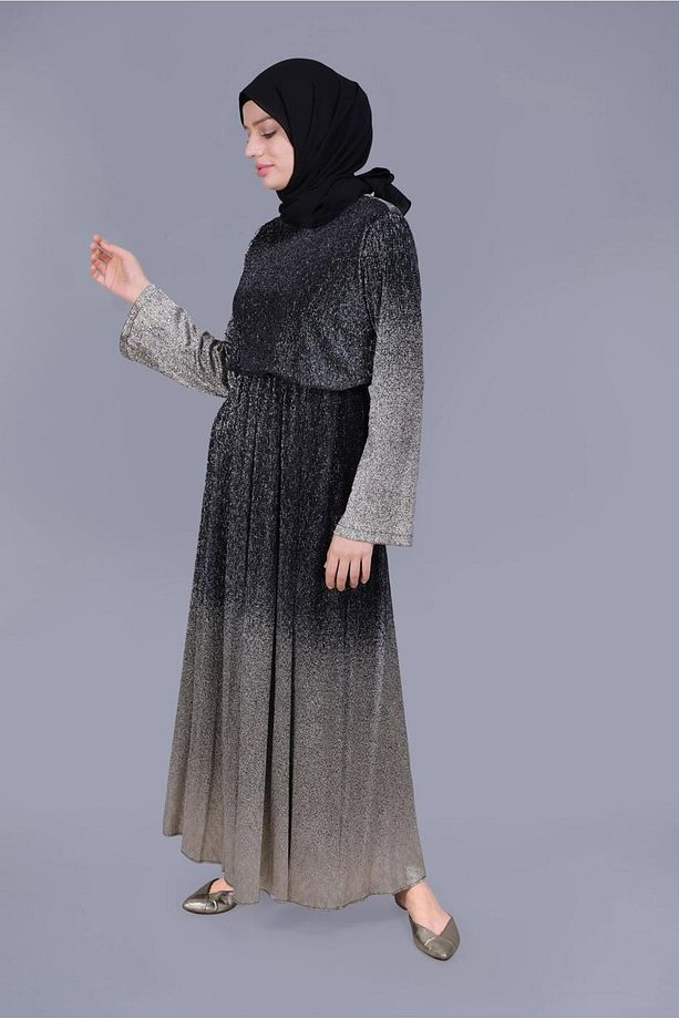 FOİL BASKILI SİMLİ ELBİSE 40831 - 2