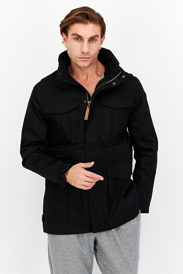 جاكيت رجالي مقاوم للرياح، أسود - 1