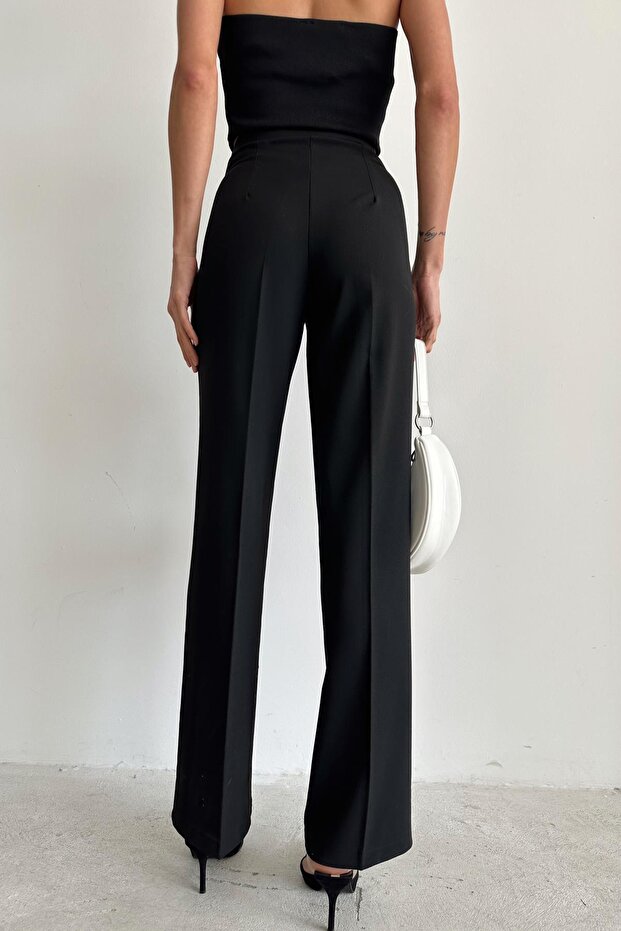 Double Pallazo Pantolon Siyah - 5