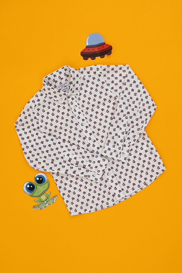 Boy's Cream Long Sleeve Shirt 50293508 -Vr071